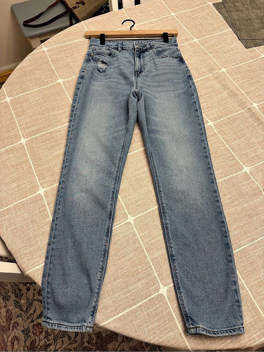 American Eagle AE Mom Jean Stretch Straight Leg Jeans Blue Size 0